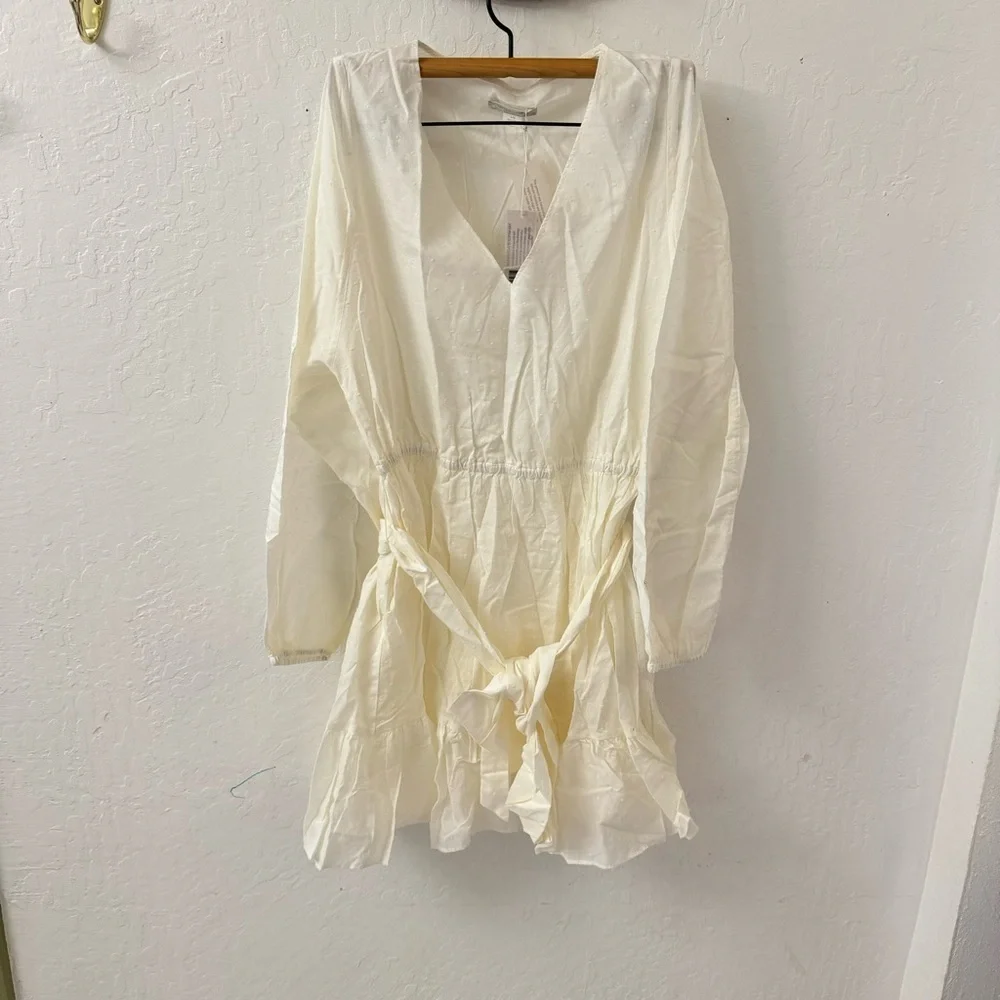 Outerknown Lulu Dress Butter Cream Swiss Dot Size Large - Picture 10 of 10